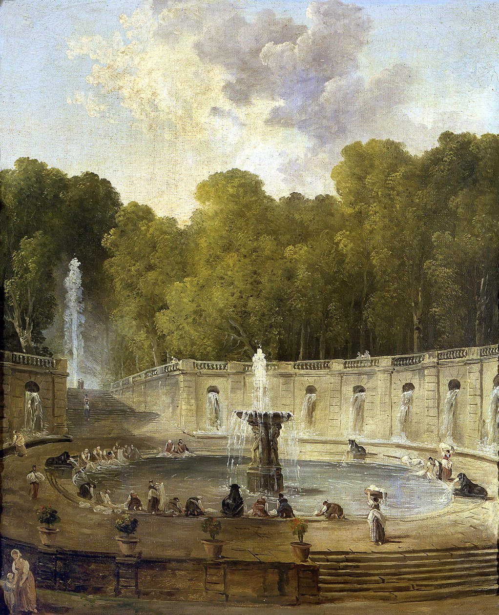 Vaskekvinner i en park - Vaskekvinner i en park - Maleri av Hubert Robert (1733-1808) - ca 1775 - Olje på lerret - 56x45,5 - Petit Palais, Musee des Beaux-Arts de la Ville de Paris av Hubert Robert