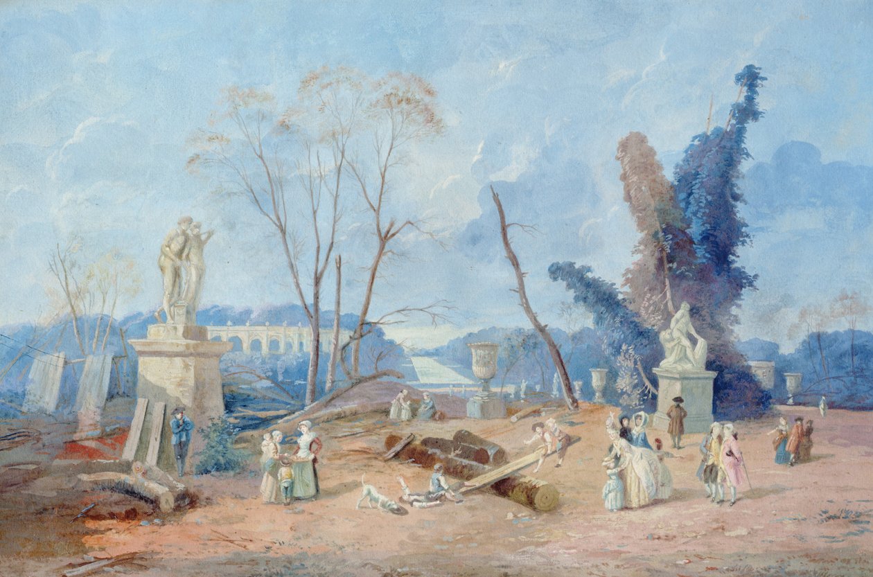 The Versailles Green Carpet (gouache og wc på papir) av Hubert Robert
