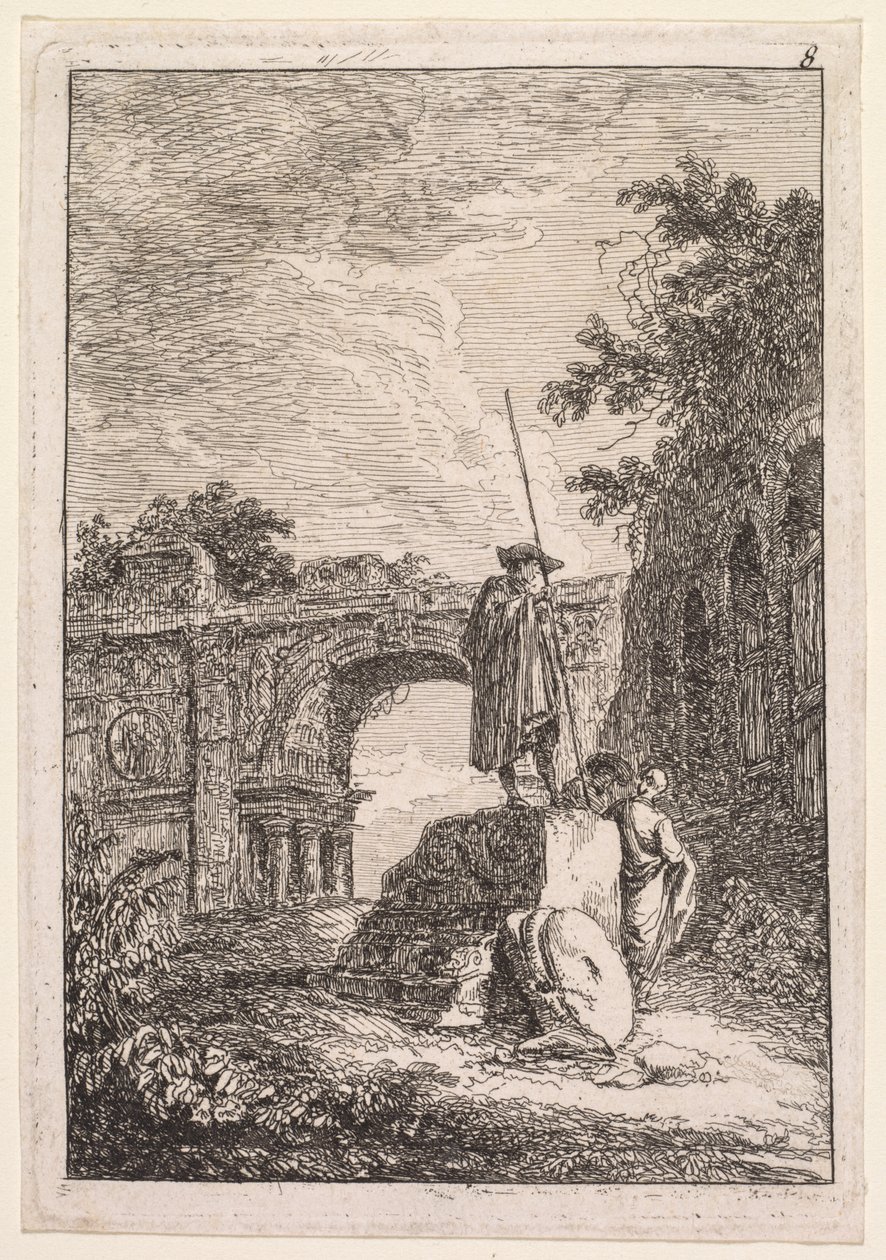The Evenings of Roma: Triumfbuen, 1763-1764. av Hubert Robert