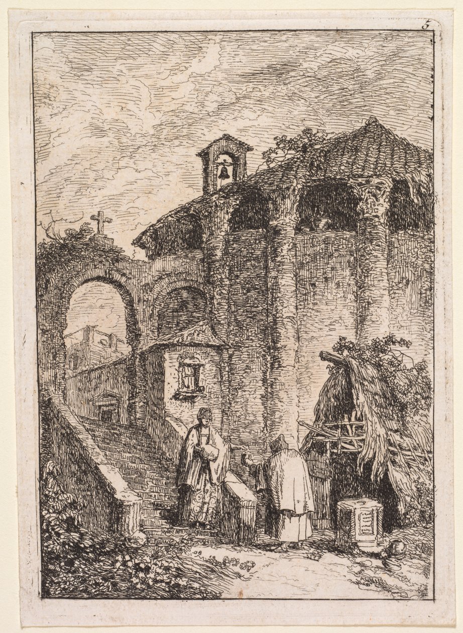 Kvelder i Roma: Det gamle tempelet av Hubert Robert