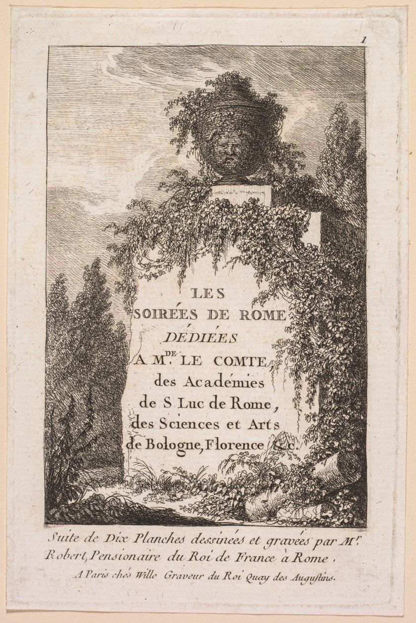 Kvelder i Roma: Tittelside av Hubert Robert