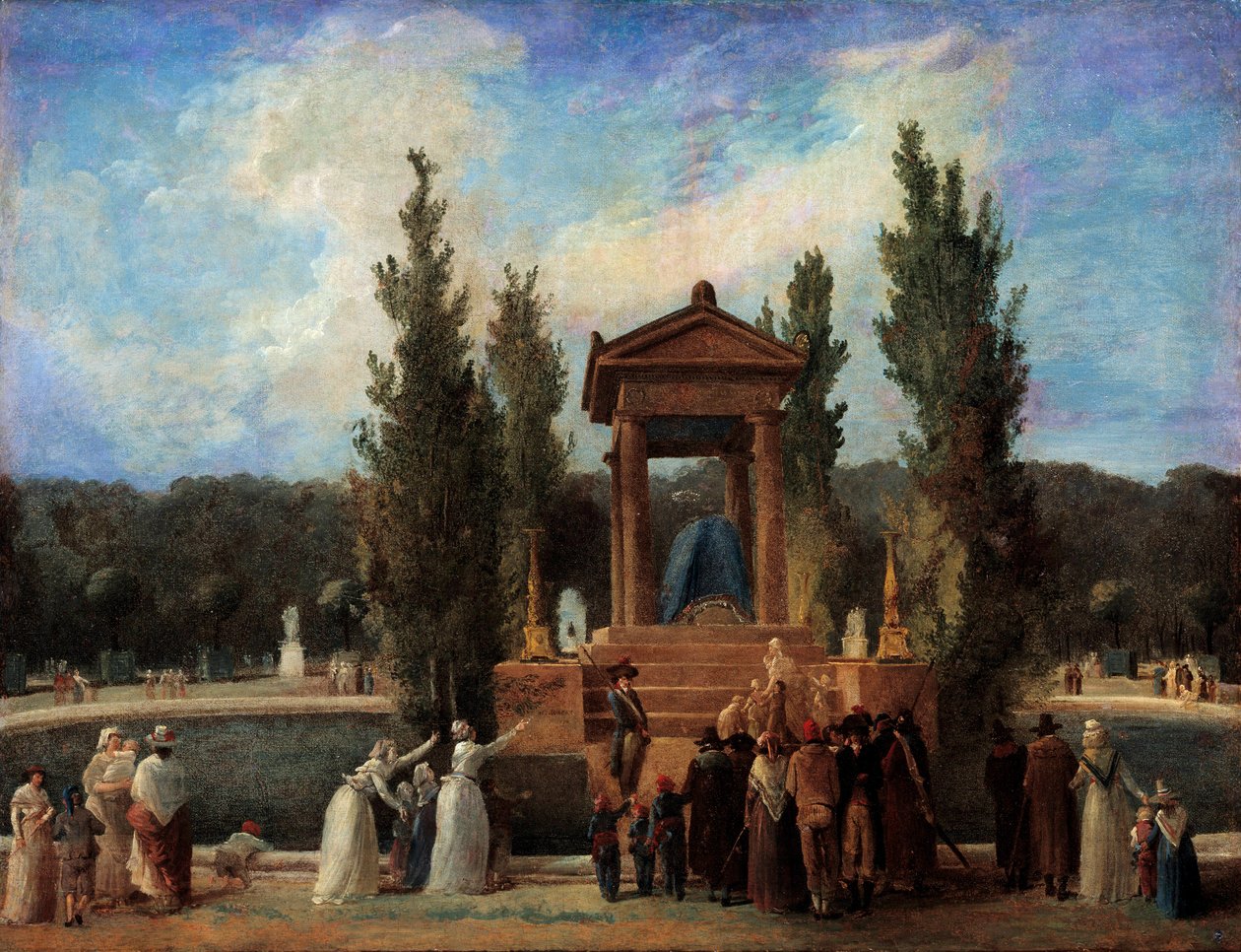 Monument hevet ved Tuileriene til ære for Jean Jacques Rousseau 10. oktober av Hubert Robert