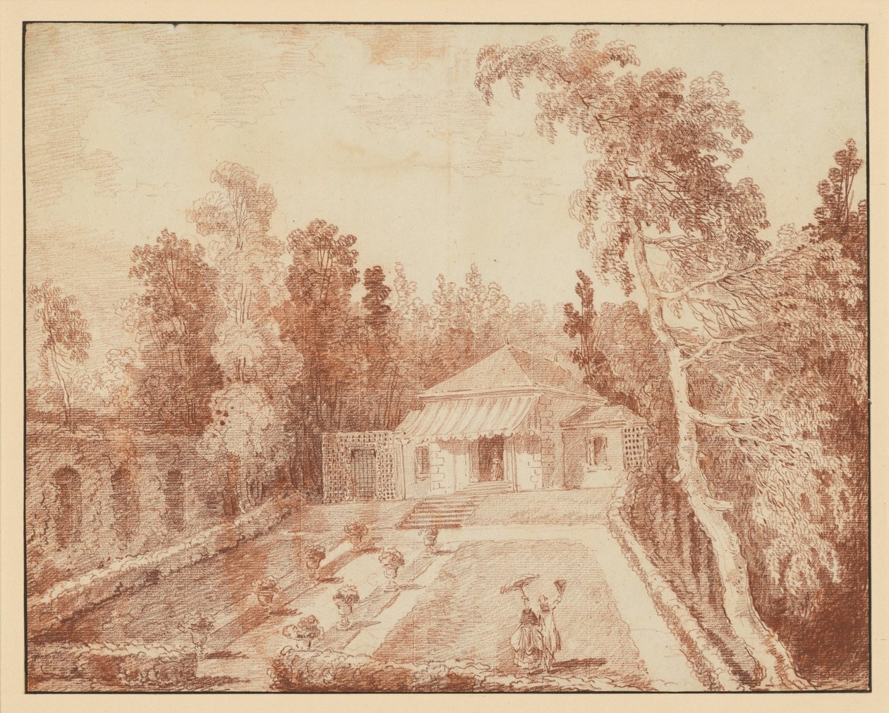 Paviljong i en park av Hubert Robert