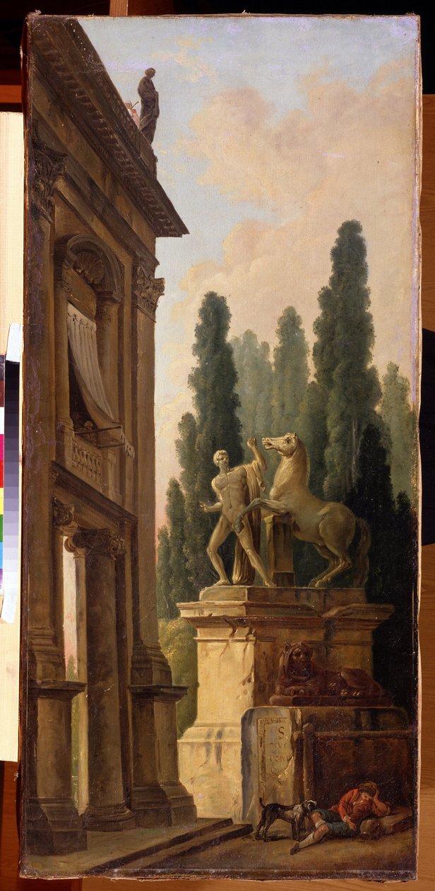 Landsbygda. Maleri av Hubert Robert (1733-1808), olje på lerret, ca 1770-1780, fransk kunst. State Museum Arkhangelskoye Estate, Moskva. av Hubert Robert