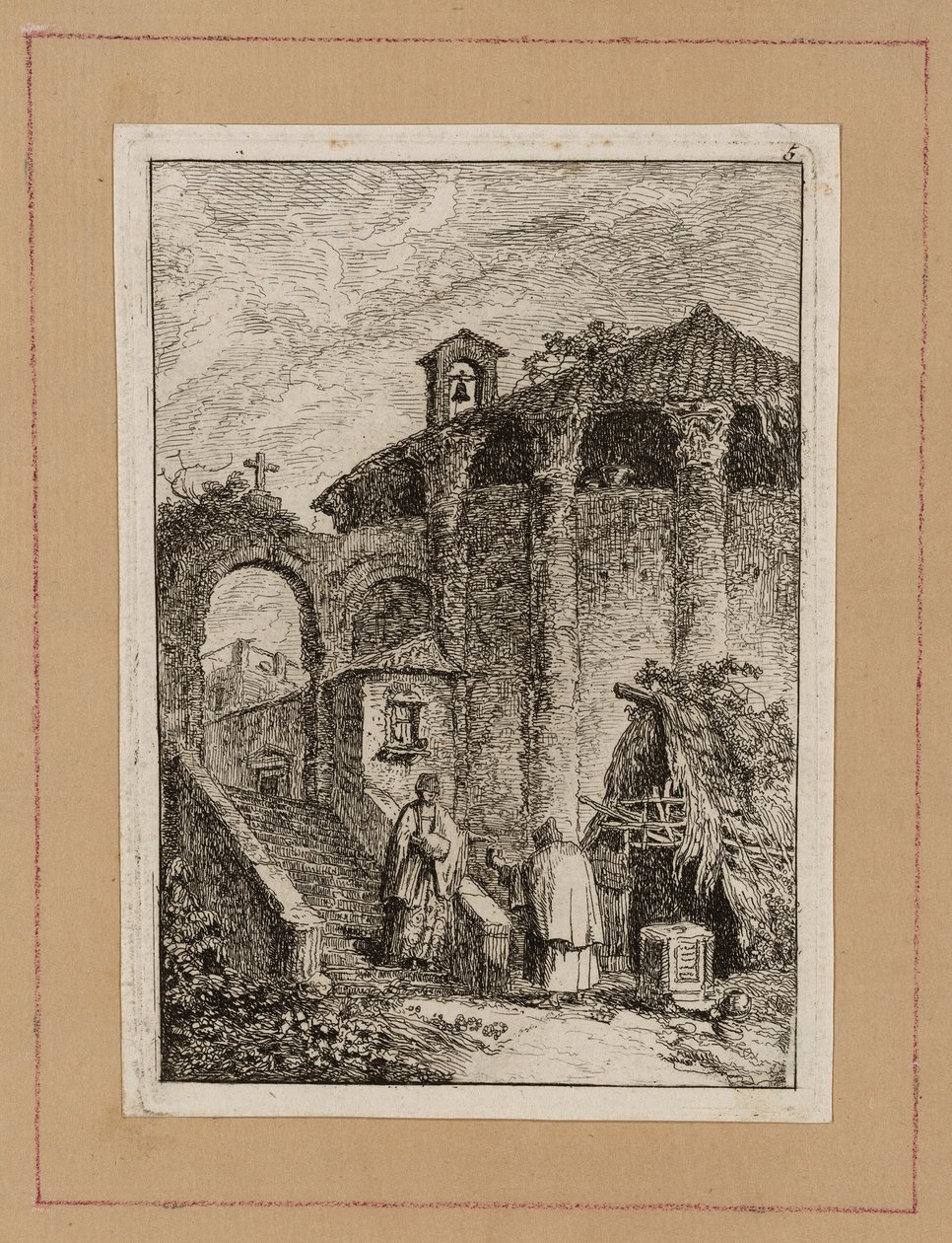 Plate fem fra Evenings in Roma av Hubert Robert