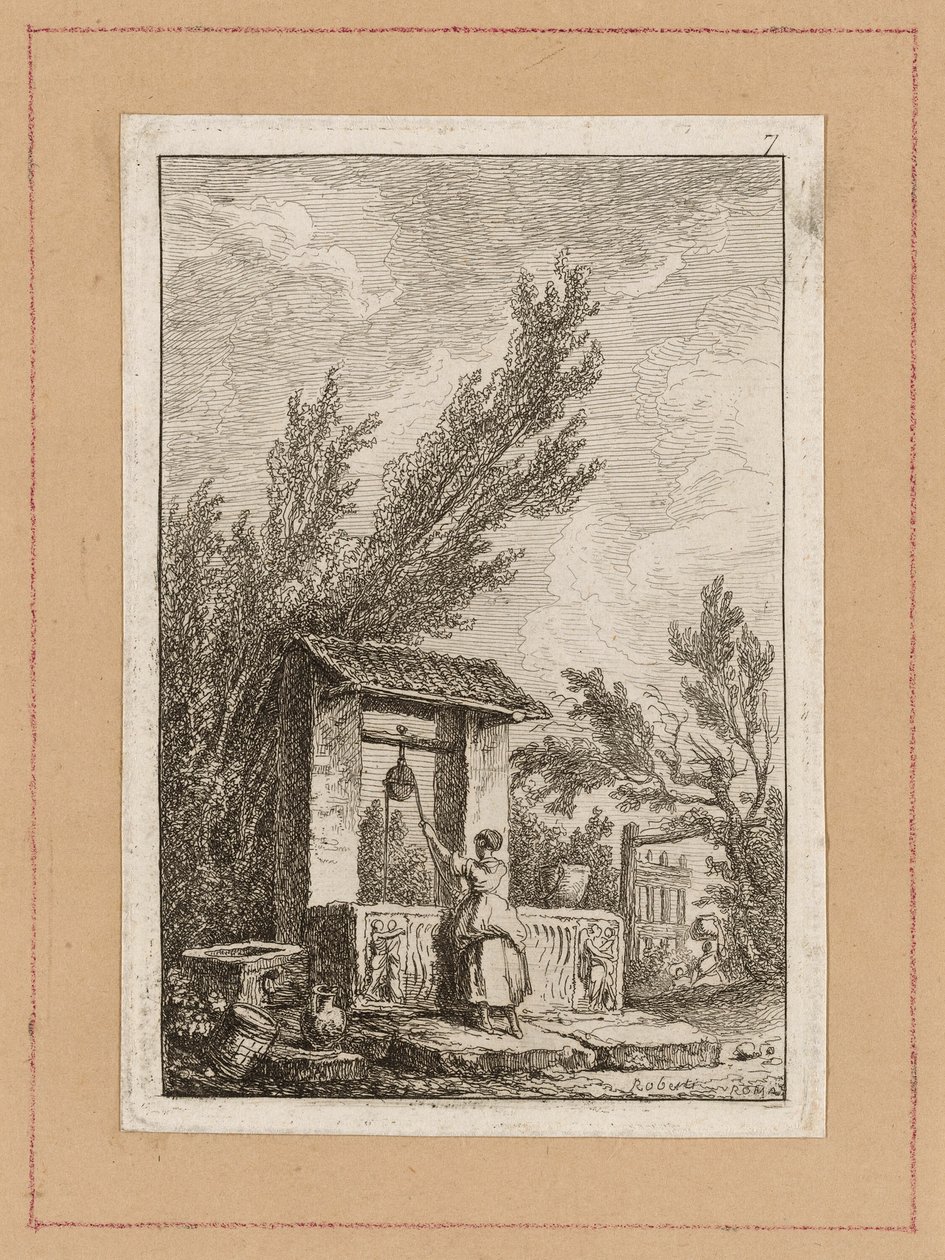 Plate syv fra Evenings in Roma av Hubert Robert