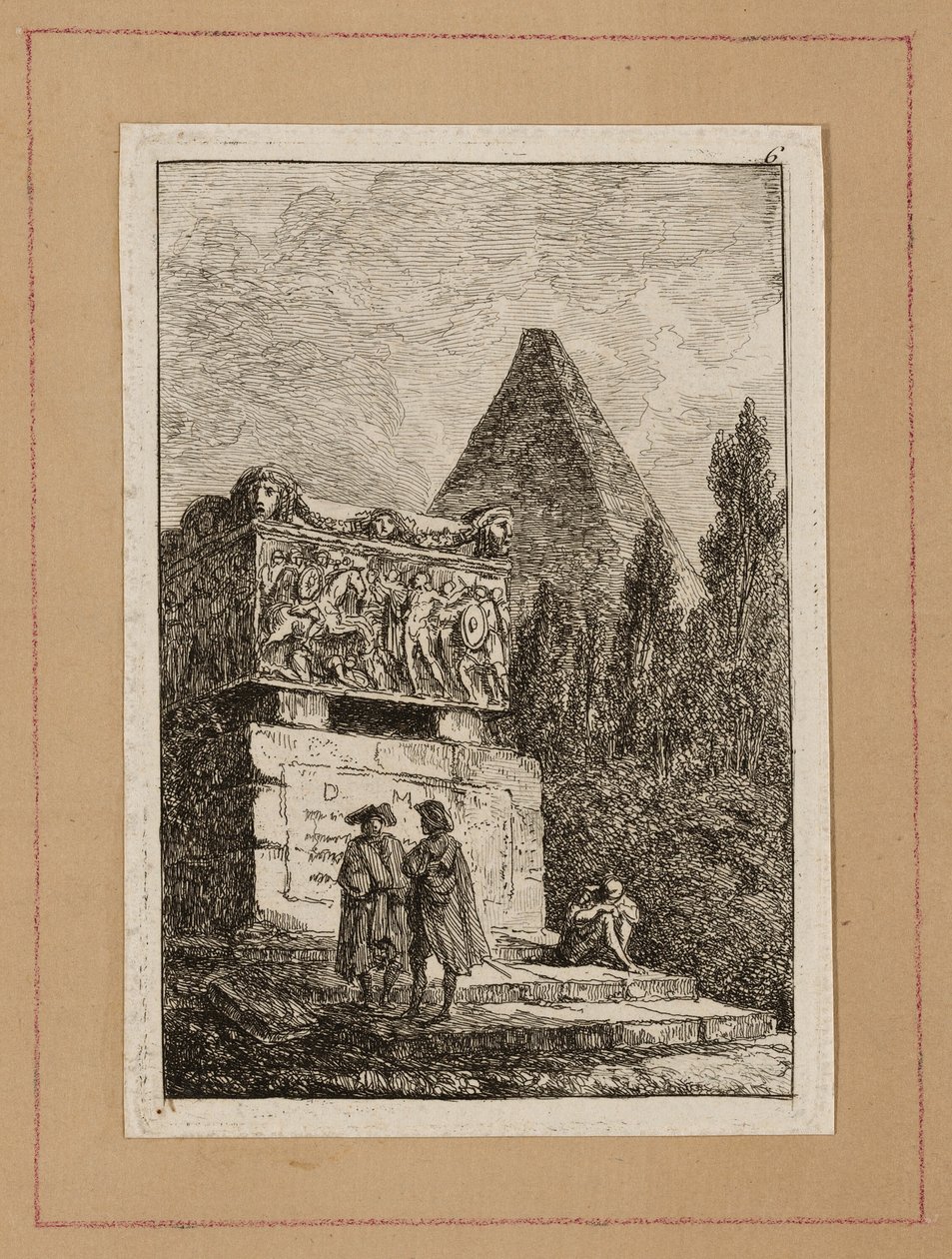 Tallerken seks fra Evenings in Roma av Hubert Robert