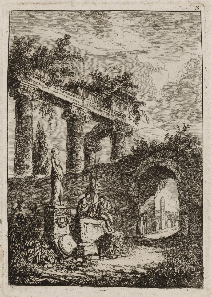 Plate tre fra Evenings in Roma av Hubert Robert