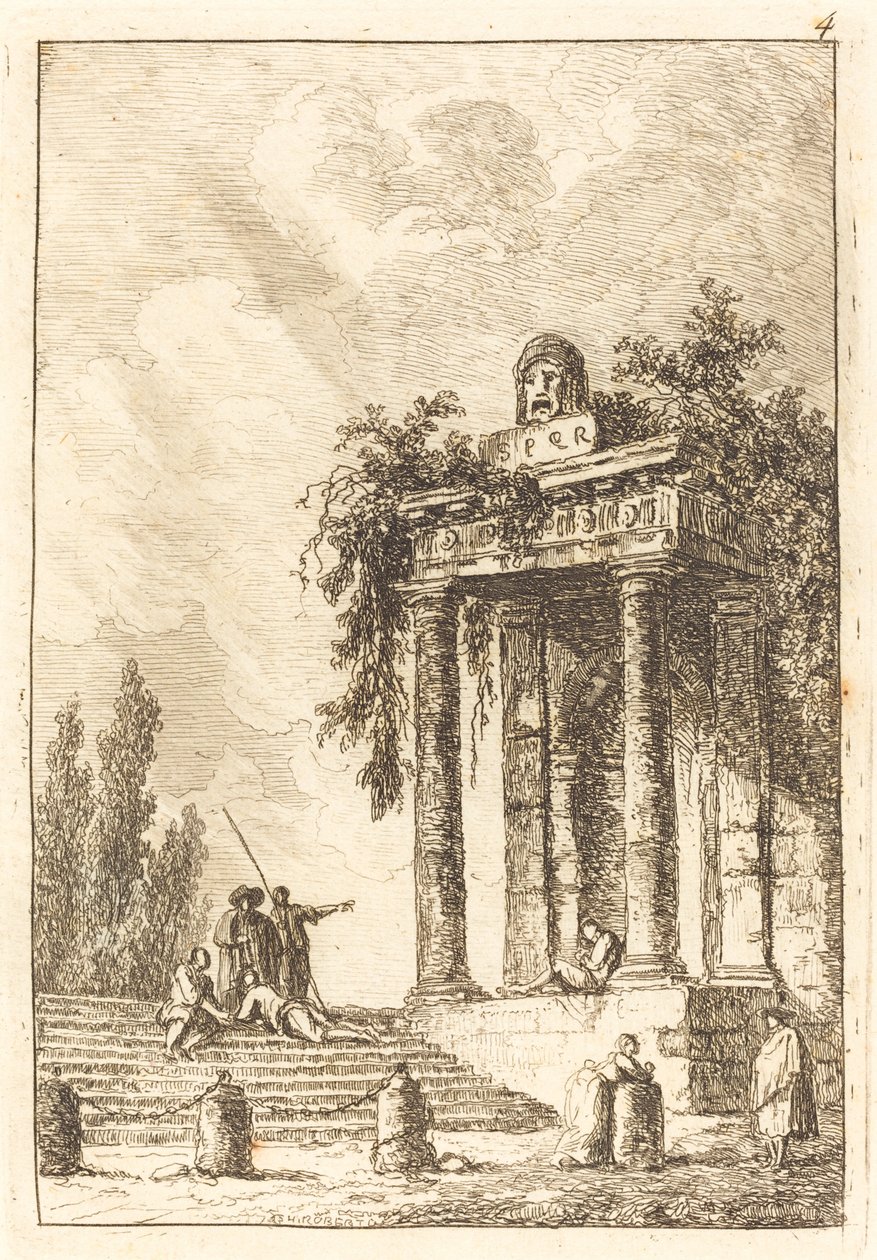 Trinn til de fire landemerkene av Hubert Robert