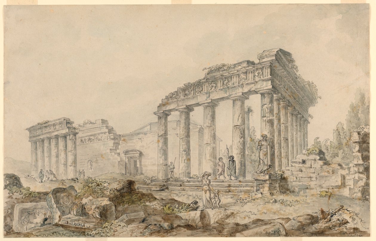 Minervas tempel, Athen, Hellas av Hubert Robert