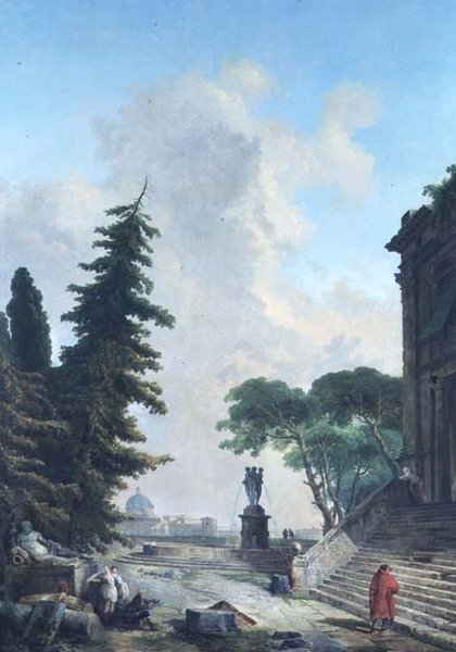 Terrasse til et romersk palass av Hubert Robert