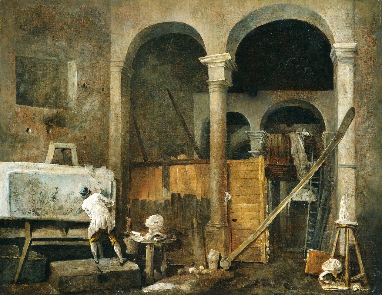 Kunstnerens atelier av Hubert Robert