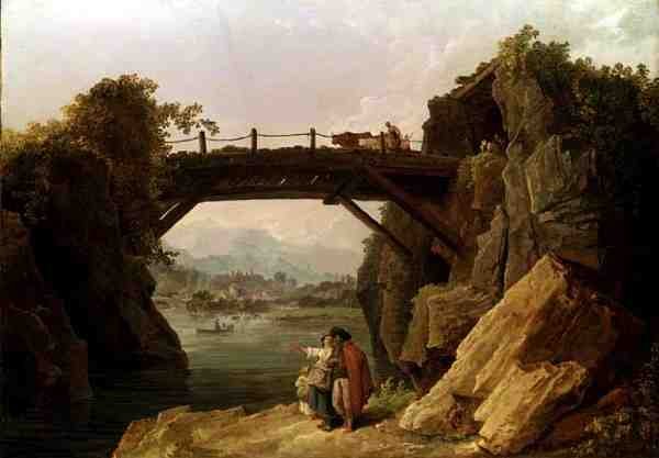 The Bridge (olje på lerret) av Hubert Robert