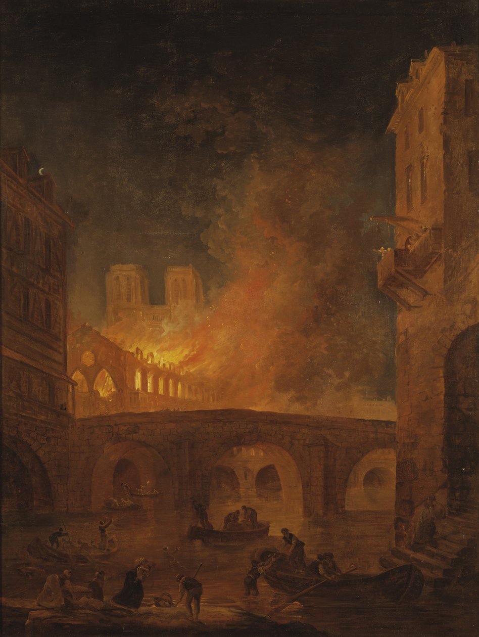 The Fire of Hotel-Dieu i Paris, av Robert, Hubert av Hubert Robert