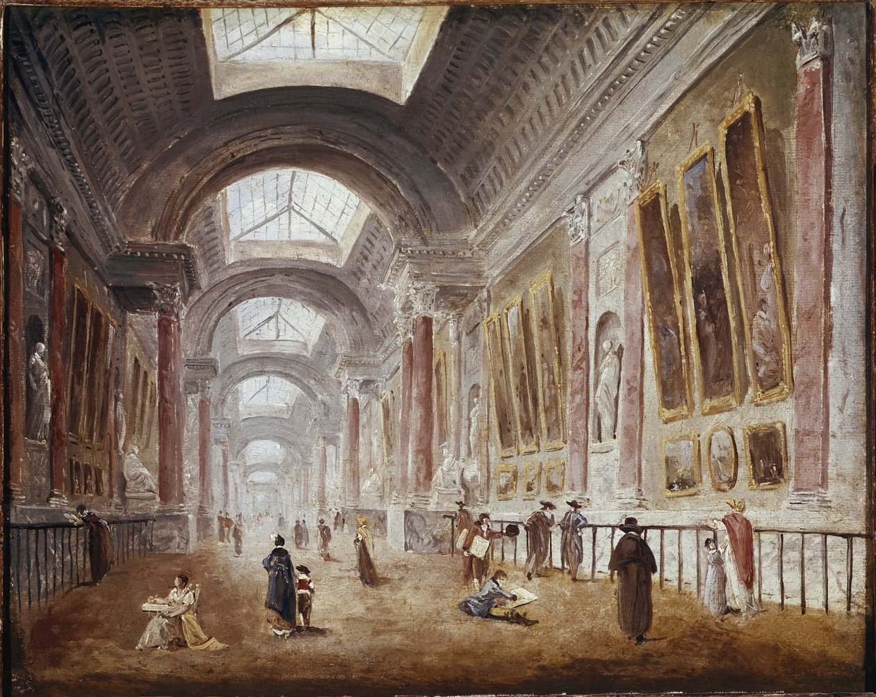 The Grande Galerie of the Louvre (olje på lerret, ca. 1798) av Hubert Robert