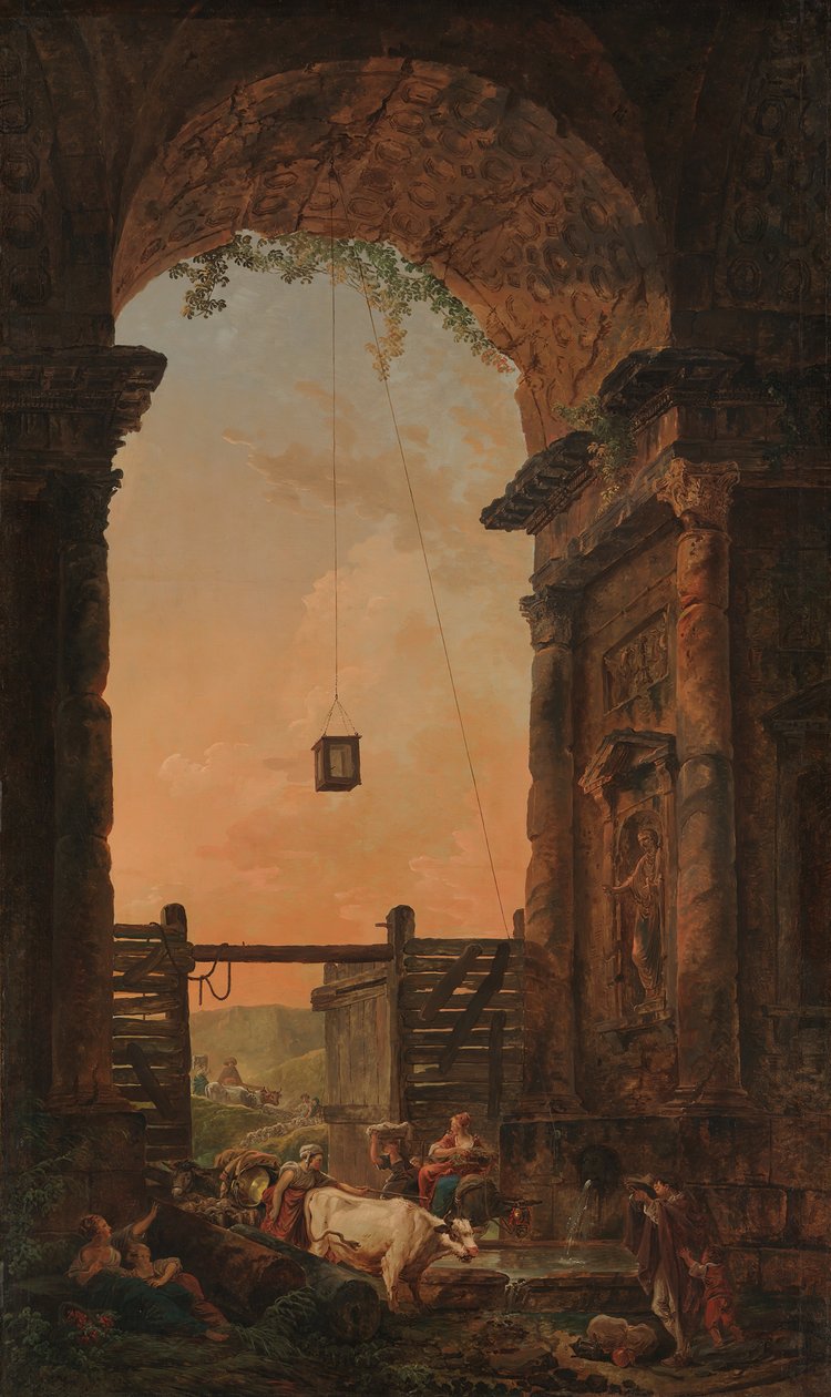 The Return of the Cattle, ca. 1773-75. av Hubert Robert