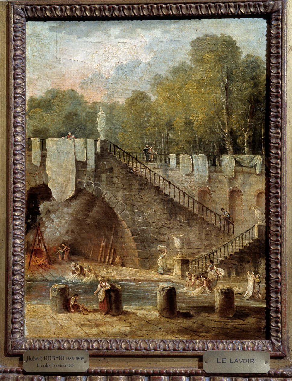 The Wash Painting av Hubert Robert (1733-1808) Orleans. av Hubert Robert