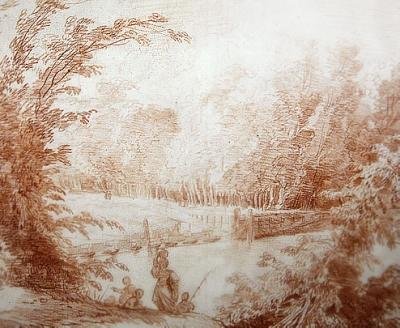 Hagen til Claude-Henri Watelets landsted ved Le Moulin-Joli (rødt kritt på papir) av Hubert Robert