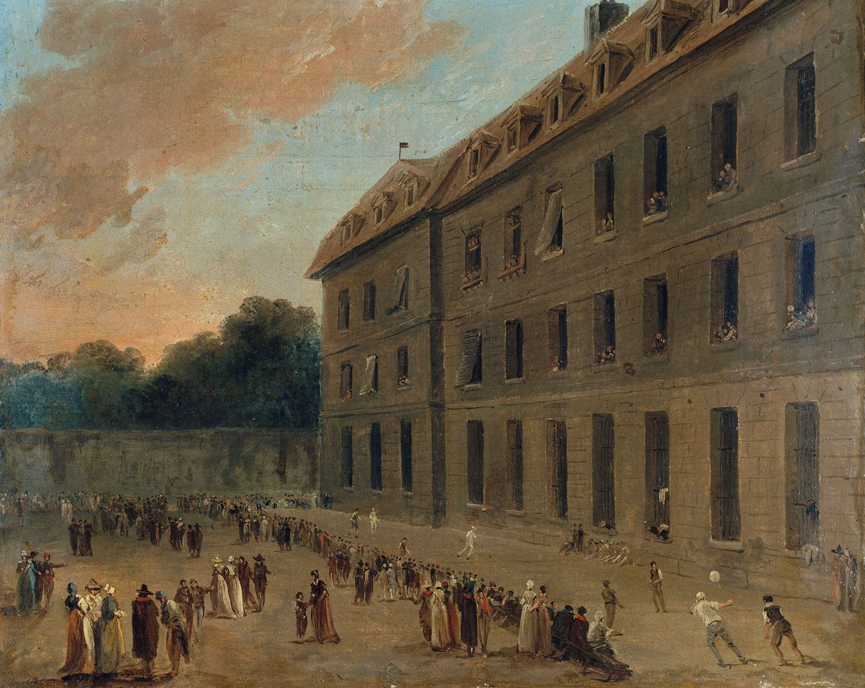 Fangene i Saint-Lazare, ca 1794. av Hubert Robert