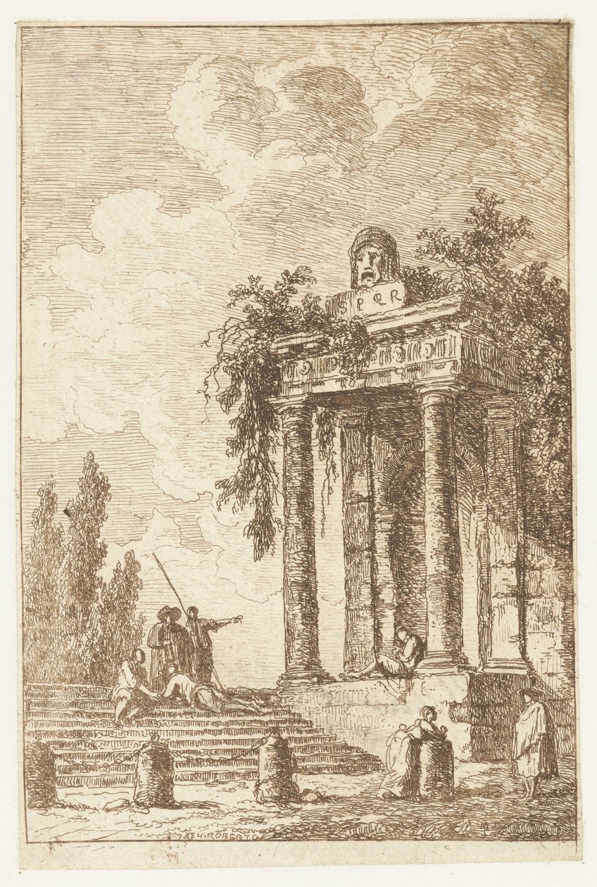 Trapp med de fire grensestolpene Les Soirees de Rome (serietittel) Roman Faces` (serietittel) av Hubert Robert