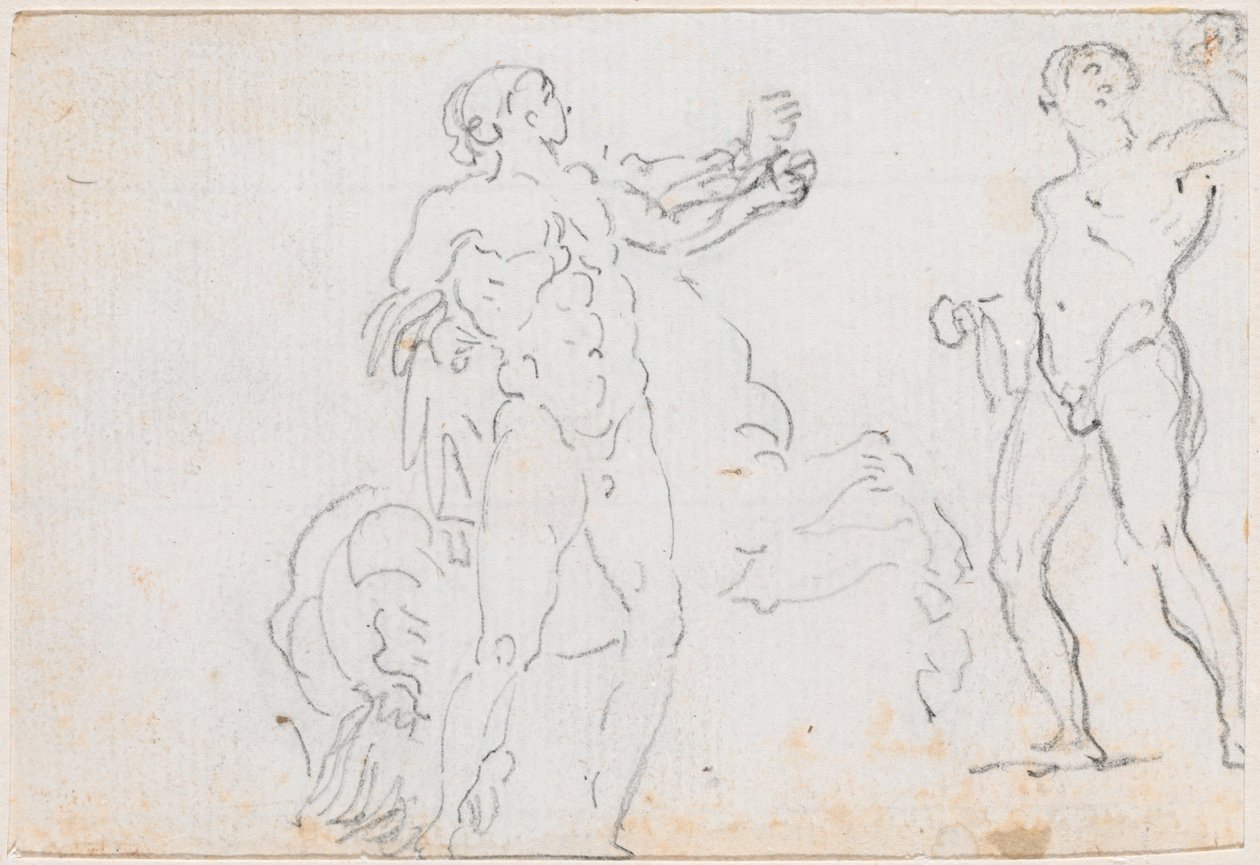 To studier av statuen av Alexander og Bucephalus [verso] av Hubert Robert