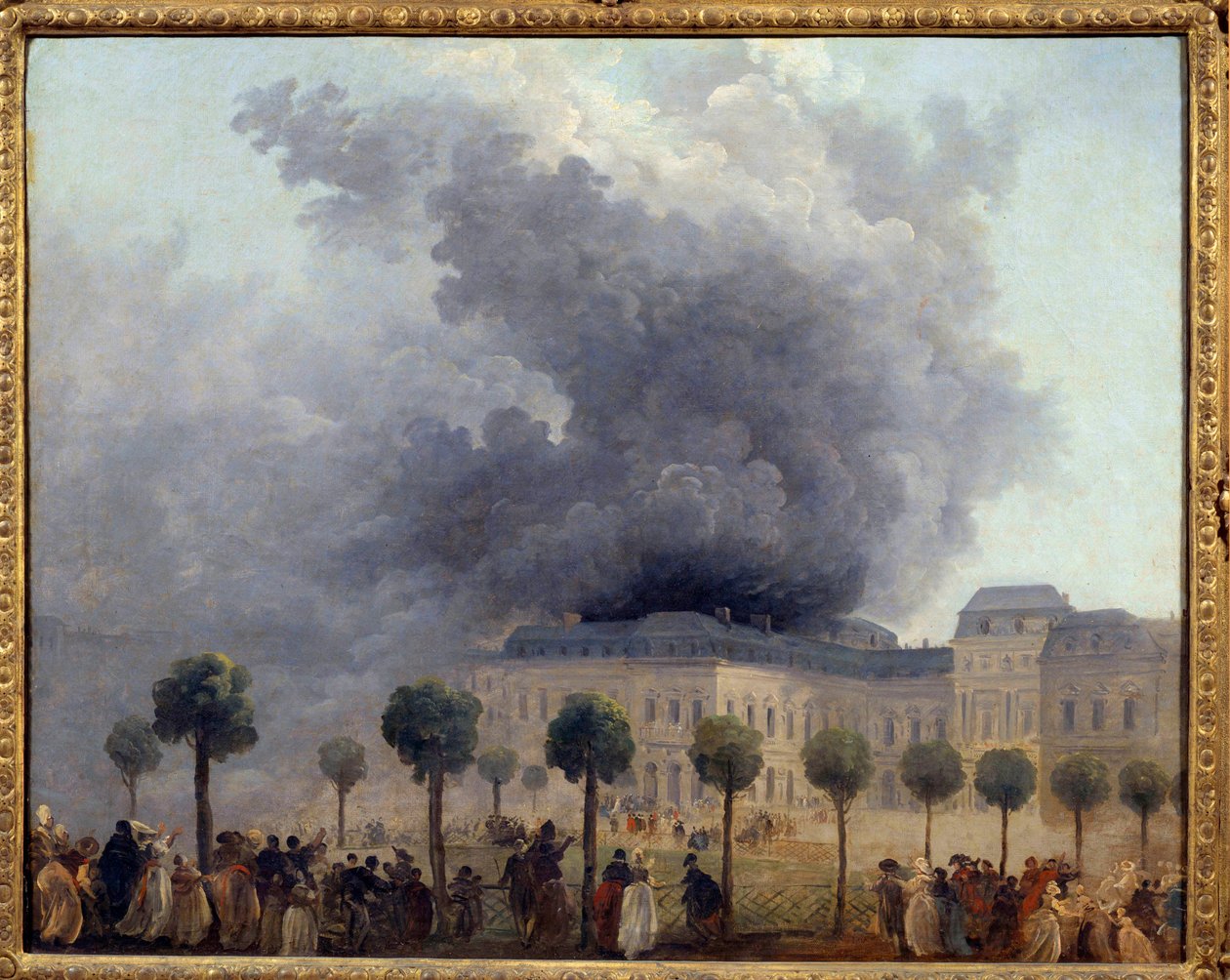Utsikt over operabrannen sett fra hagen til Palais Royal 8.06.1781, Maleri av Hubert Robert av Hubert Robert