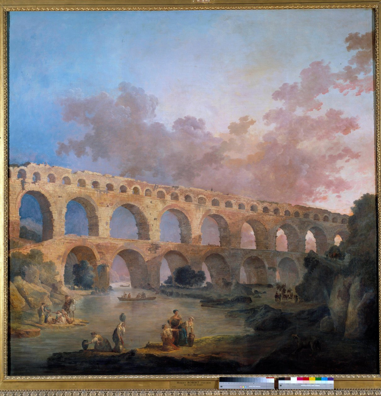Utsikt over broen du Gard Maleri av Hubert Robert (1733-1808) 1700-talls søn. 2,42x2,42 m - Utsikt over Pont du Gard (Frankrike). Maleri av Hubert Robert (1733-1808) av Hubert Robert