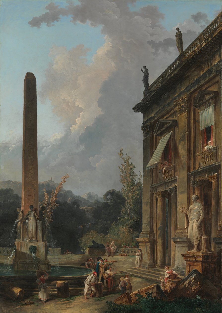 Vandrende Minstrels. av Hubert Robert