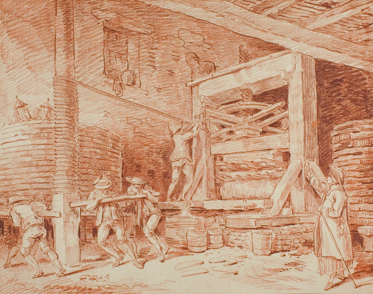 Vinpresse av Hubert Robert