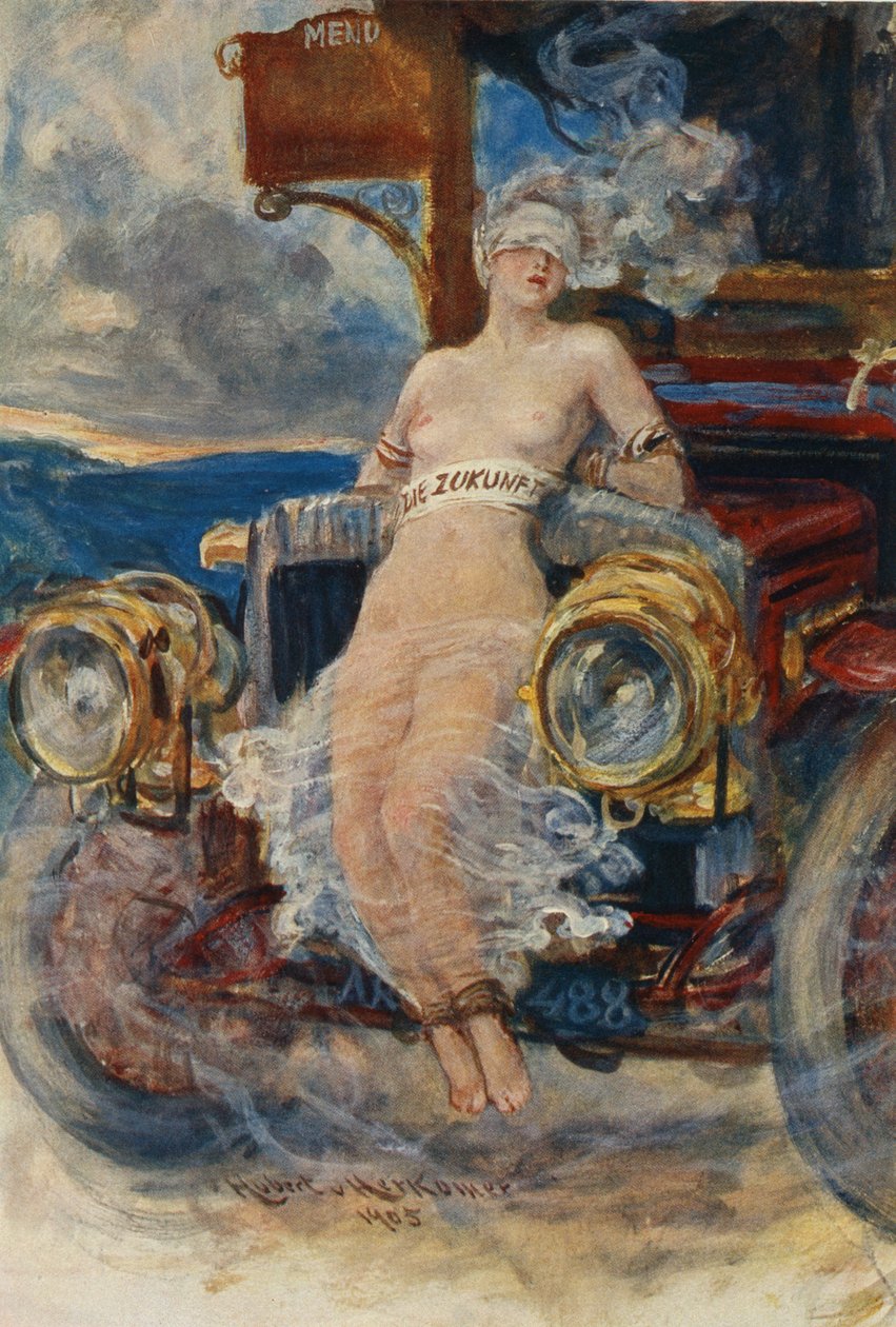 Program for bankett, Die Zukunft (Fremtiden), 1905 (fotogravyr på menykortet) av Hubert von Herkomer
