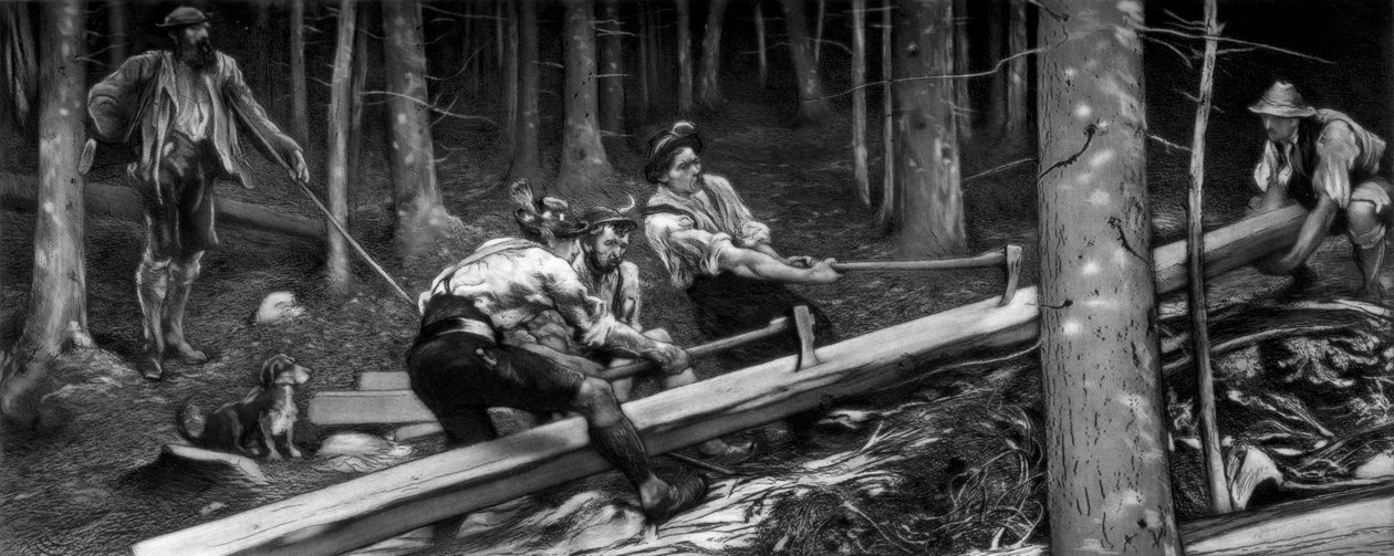 Vedskjærerne, c1880-1882. av Hubert von Herkomer