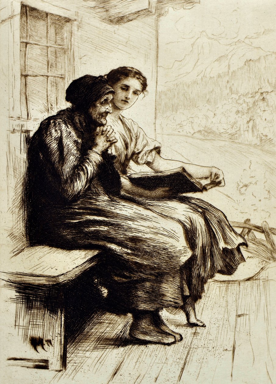 Words of Comfort, ca. 1879 (radering) av Hubert von Herkomer