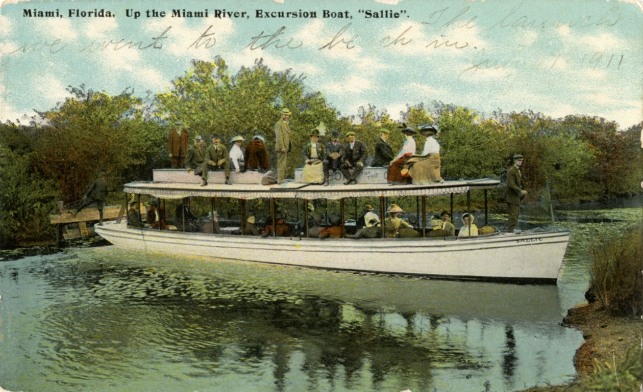 Opp Miami River-utfluktsbåten Sallie, ca. 1910 av Hugh C. Leighton Co.