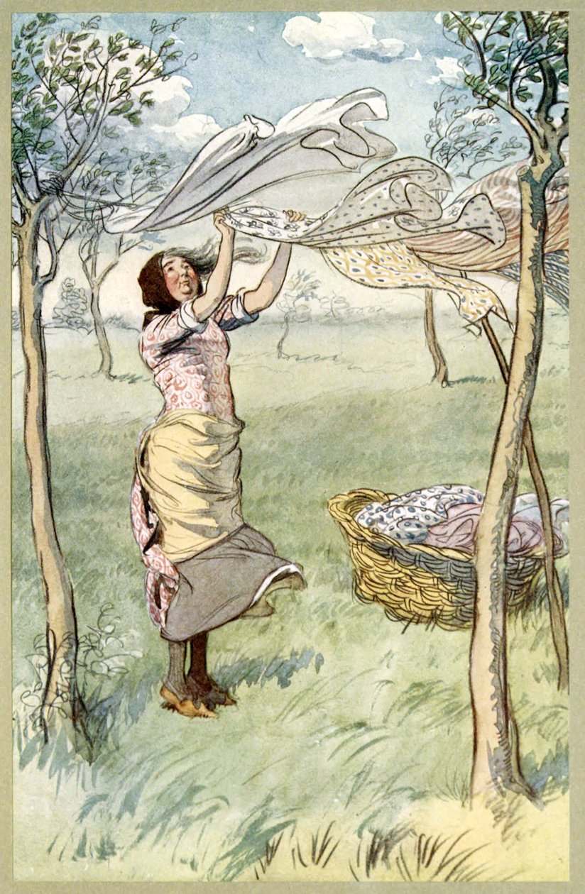 Jeg vasker, vrir .. Og gjør alt selv, fra The Merry Wives of Windsor, pub. 1910 av Hugh Thomson
