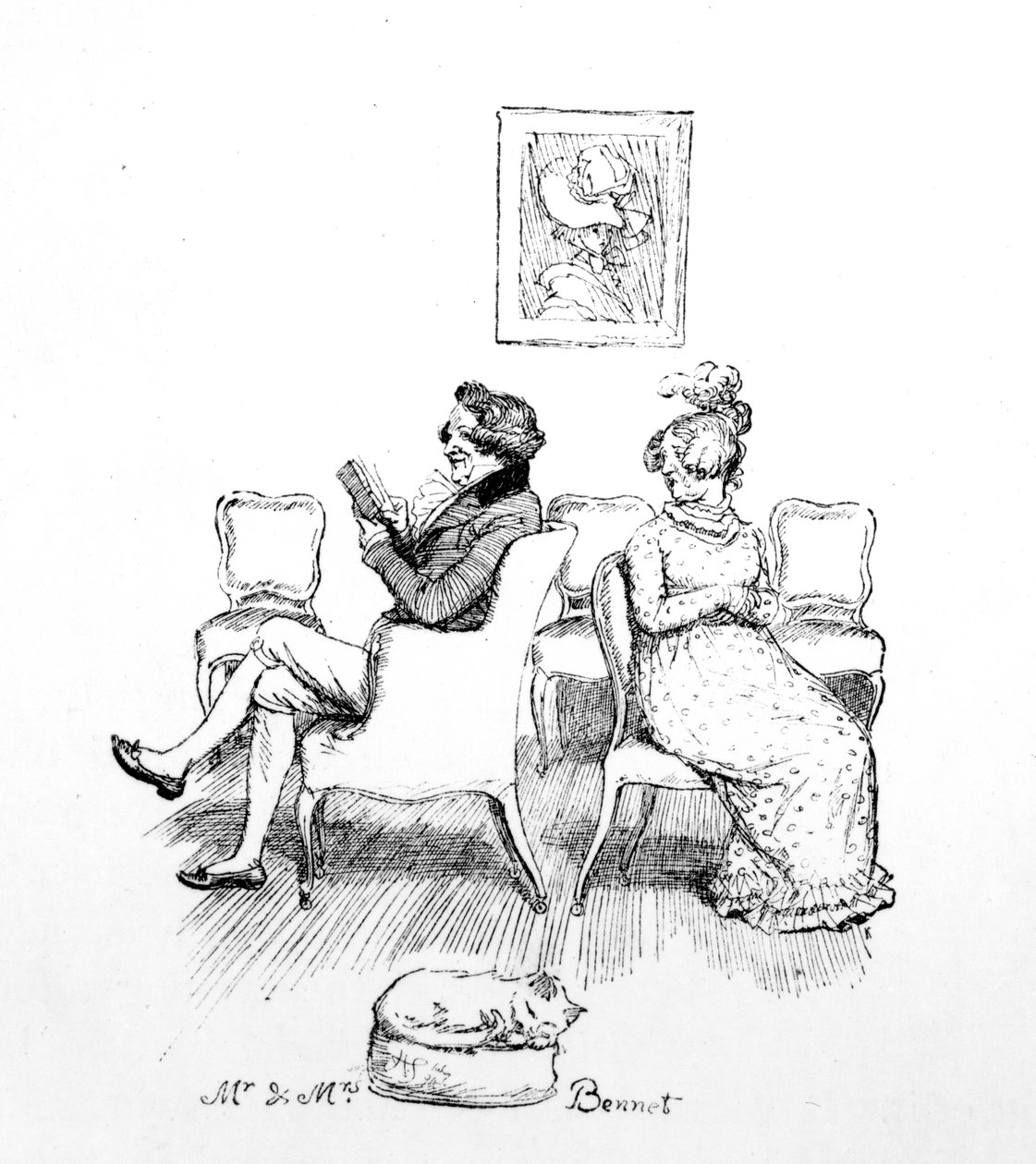 Mr und Mrs Bennet, illustrasjon fra 