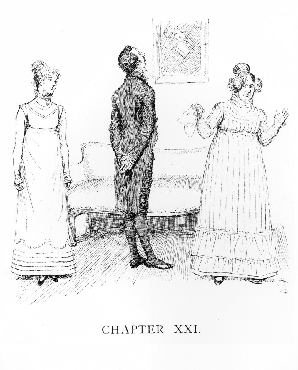 Scene fra "Pride and Prejudice" av Jane Austen (1775-1817) av Hugh Thomson