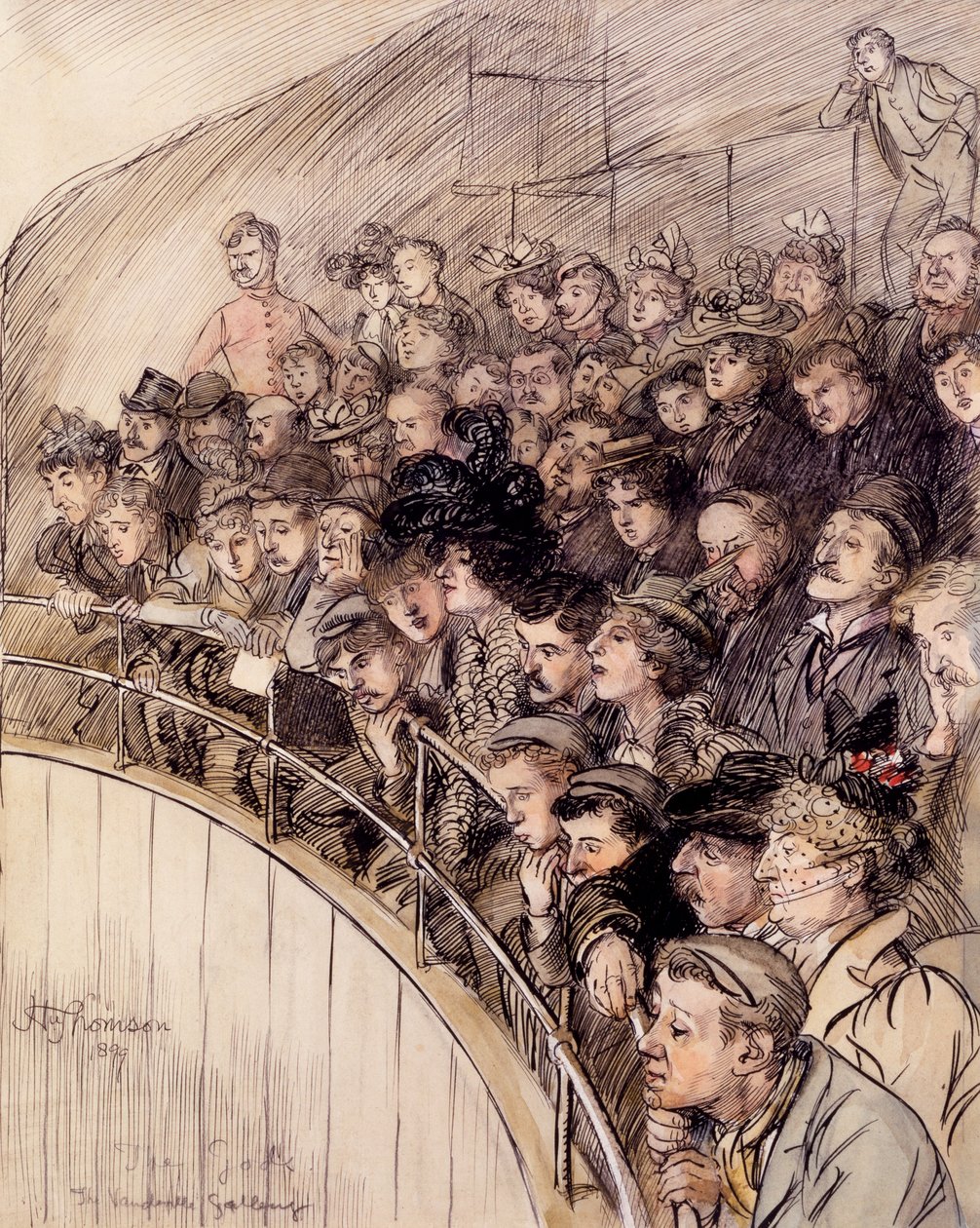 The Gods, The Vaudeville Gallery, 1899 (blekk på papir) av Hugh Thomson