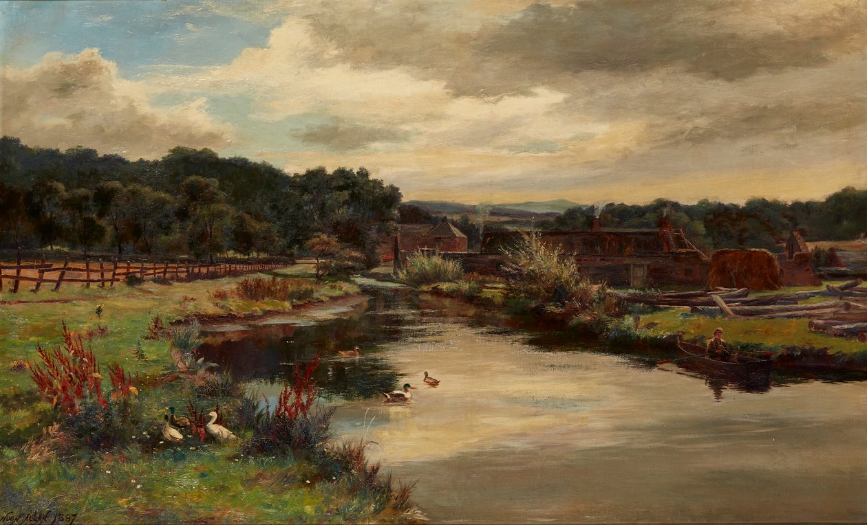 The Mill-Lade, Glen Farg nær Aberfeldy (olje på lerret) av Hugh Allan