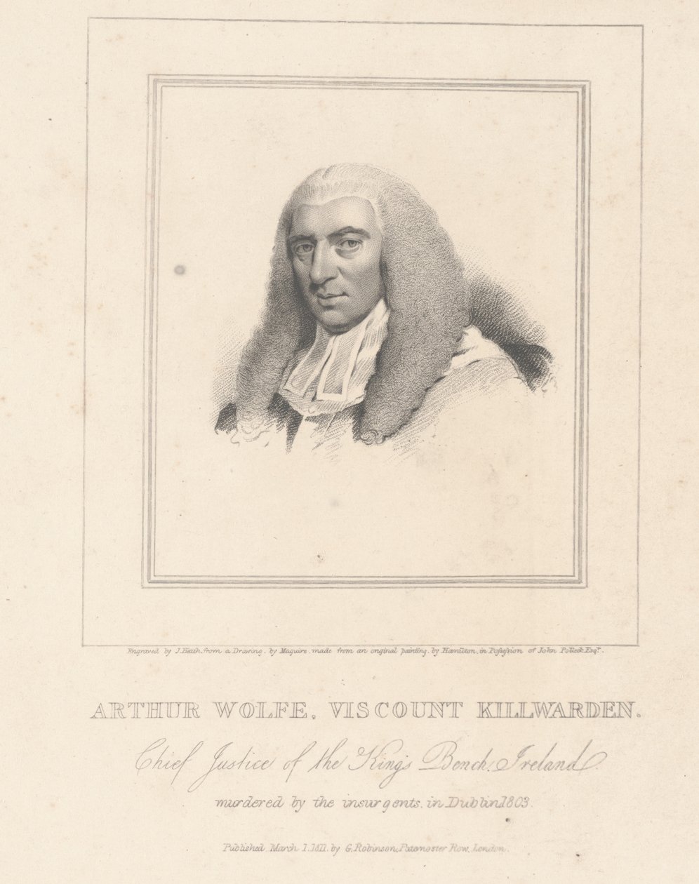 Arthur Wolfe, Viscount Killwarden, gravert av G. Robinson av Hugh Douglas Hamilton