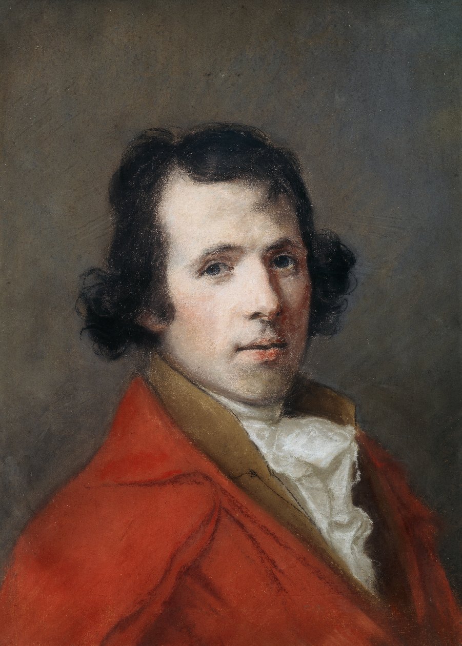 Portrett av Antonio Canova, bystelengde, iført frakk, av Hugh Douglas Hamilton