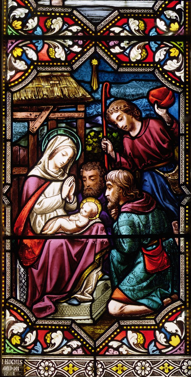 The Adoration of the Shepherds, 1865 (farget glass) av Hugh Hughes