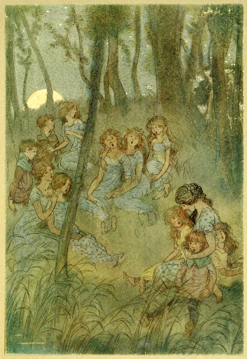 Og nattlige engfeer, se du synger, fra The Merry Wives of Windsor, pub. 1910 av Hugh Thomson