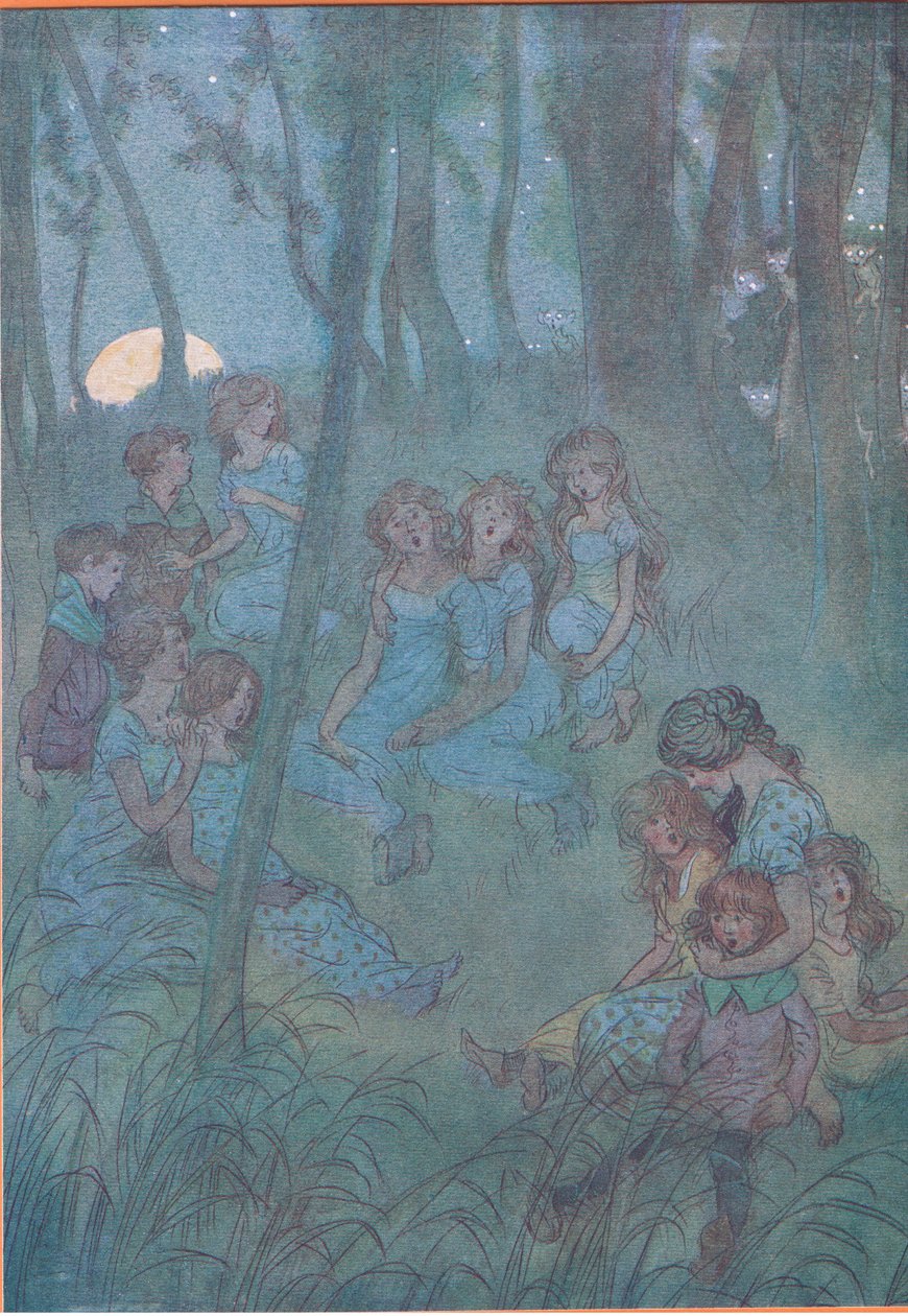 Og nattlige engfeer, se du synger, illustrasjon fra The Merry Wives of Windsor, 1910 av Hugh Thomson