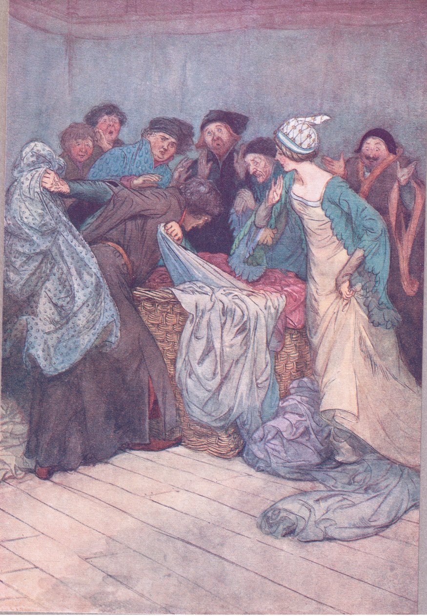 Er du ikke skamfull? La klærne være, illustrasjon fra The Merry Wives of Windsor, 1910 av Hugh Thomson