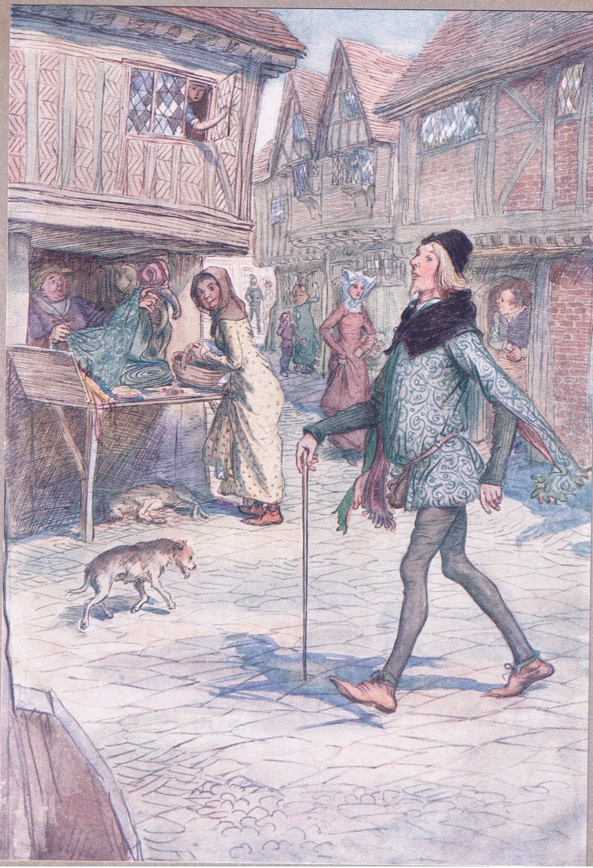Holder han ikke opp hodet, liksom? Og struct in his gate?, illustrasjon fra The Merry Wives of Windsor, 1910 av Hugh Thomson