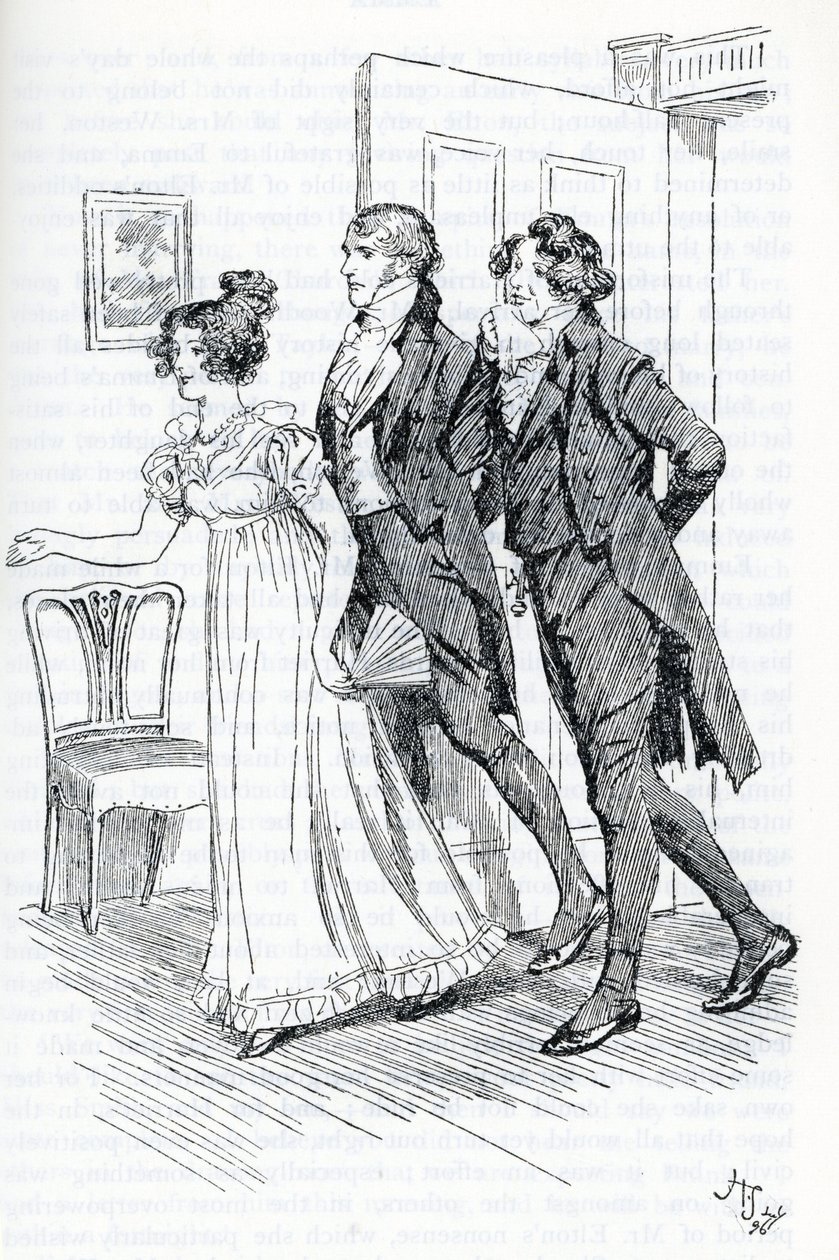 "Emma inviterer Mr Elton til å beundre portrettet av Harriett" av Hugh Thomson