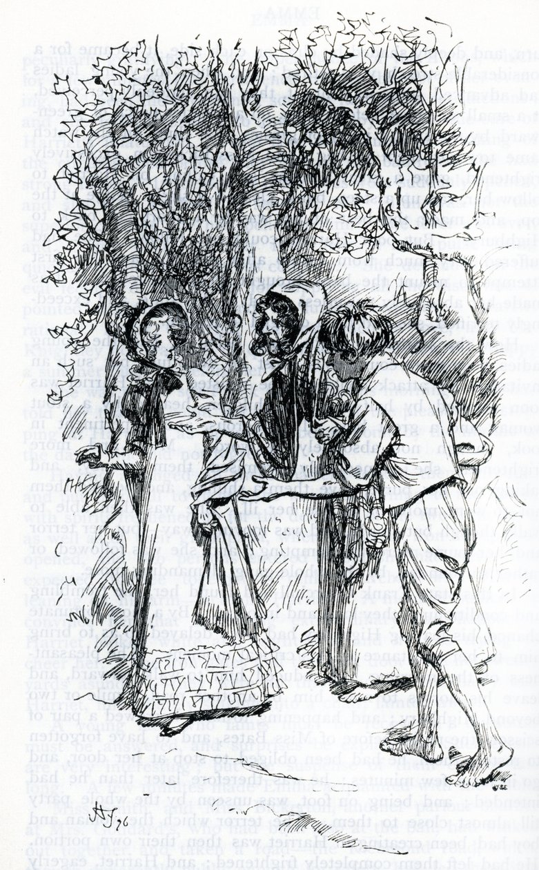 "Harriet, angrepet av sigøynere" (illustrasjon) av Hugh Thomson
