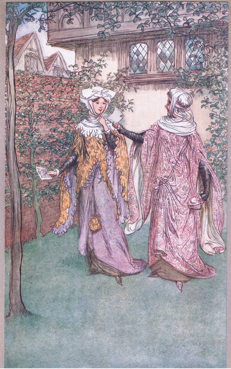 Her er tvillingbroren til brevet ditt, illustrasjon fra The Merry Wives of Windsor, 1910 av Hugh Thomson