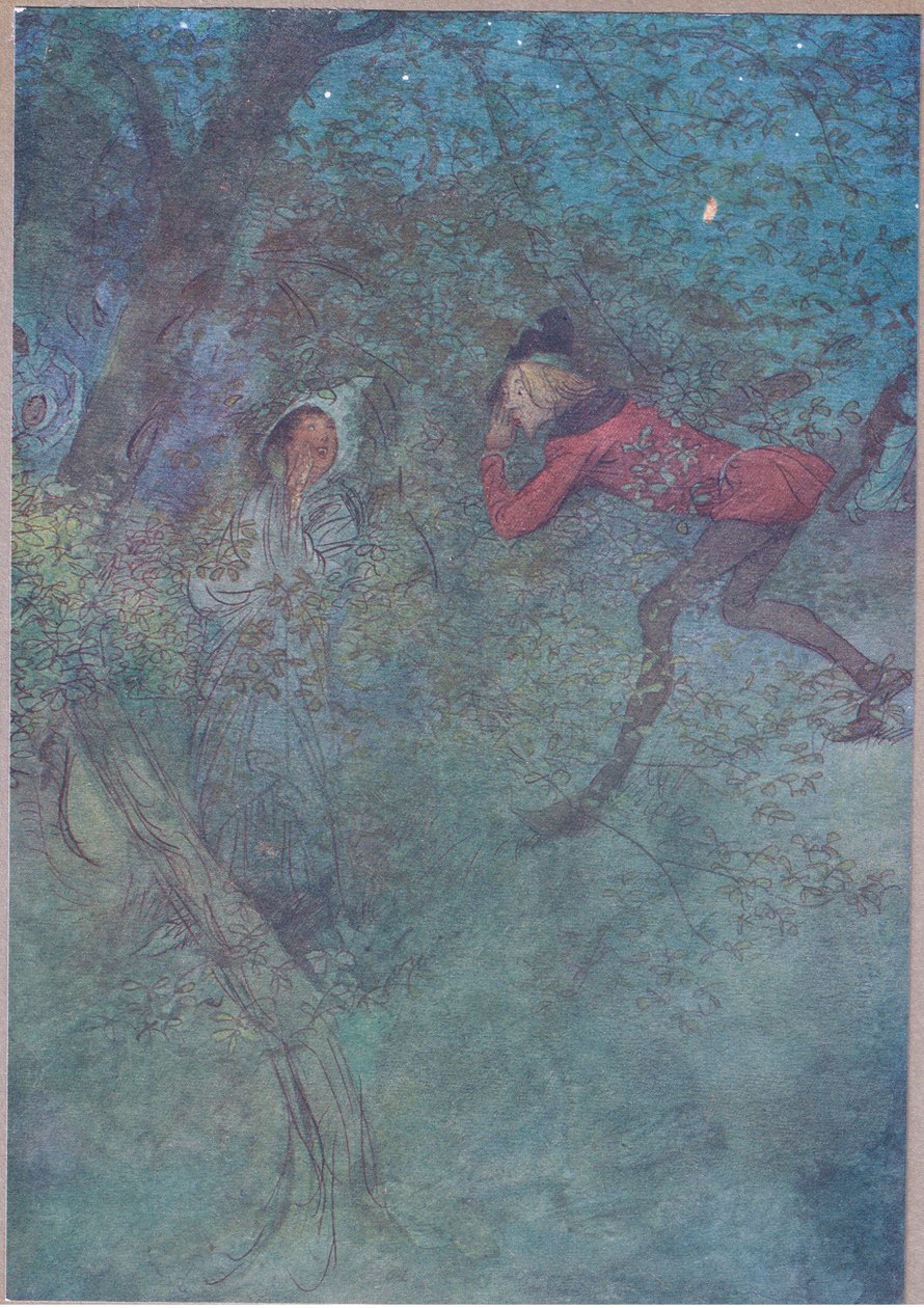 Jeg gikk til henne og gråt mamma og hun gråt Budget, illustrasjon fra The Merry Wives of Windsor, 1910 av Hugh Thomson