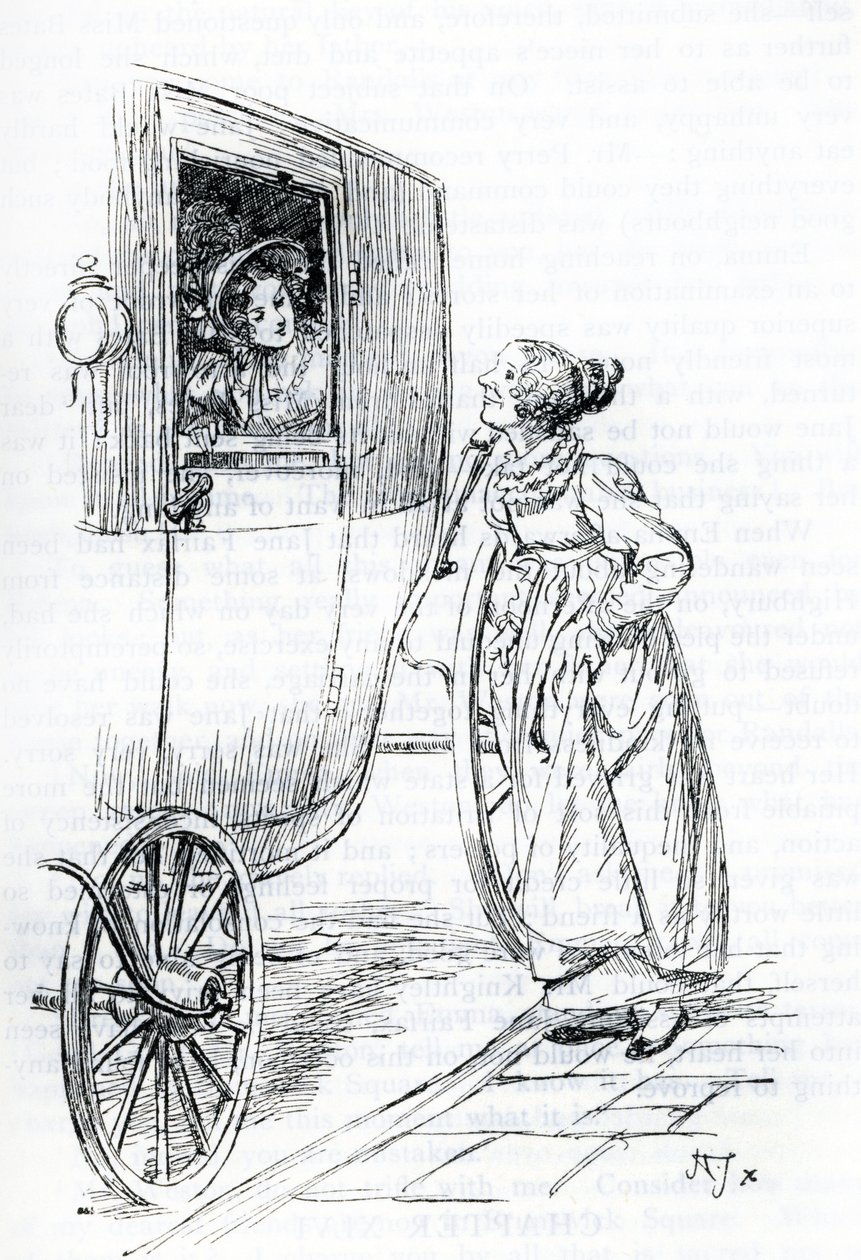 "Miss Bates et Emma" (illustrasjon) av Hugh Thomson